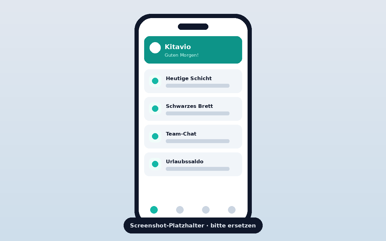 Mockup der Kitavio-Begleit-App auf einem Smartphone