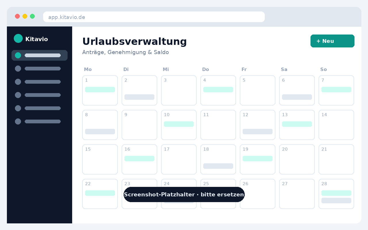 Screenshot der Urlaubsverwaltung in Kitavio